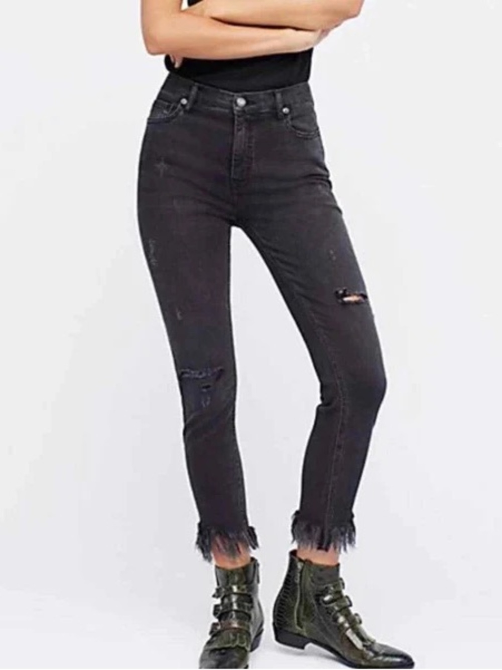 Free people great heights frayed skinny jeans